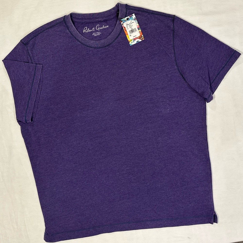 Robert Graham Men's DURGAN XXL 2XL Crew Neck T-Shirt Purple New w/ Tags